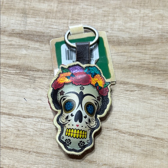 El Market Mexico Accessories - Leather Sugar Skull Key Chain NWT Mexican Day of the Dead